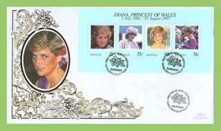 Bahamas 1998 Diana,  Princess Of Wales Commemoration.  Sheet Silk First Day Cover photo