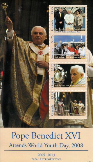 Grenada 2013 Papal Retrospective Pope Benedict Xvi World Youth Day 4v M/s photo