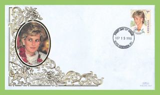 Grenada 1998 $1 Diana,  Princess Of Wales Commemoration Silk First Day Cover photo