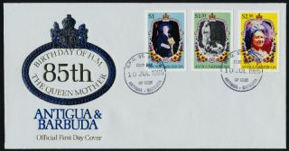 Antigua 925 - 7 On Fdc Queen Mother,  Royalty photo