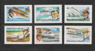 Turks & Caicos Islands 347 - 352 Vf - 1978 Aviation - Scv $3.  50 photo