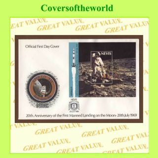 Nevis 1989 Moon Landing Anniversary Miniature Sheet First Day Cover photo
