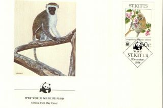 (72362) Fdc - St.  Kitts - Monkey - 1986 photo
