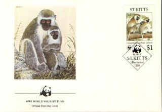 (72363) Fdc - St.  Kitts - Monkey - 1986 photo