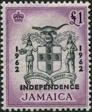 Jamaica 1962 - 3 £1 Black And Purple Sg192 Cv £4.  25 Mh Postage photo