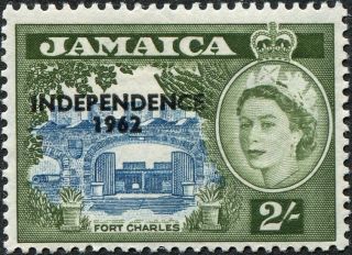 Jamaica 1962 - 3 2s Blue And Bronze - Green Sg189 Cv £1.  00 Mh Postage photo