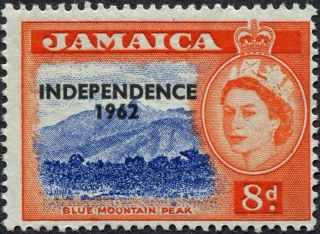 Jamaica 1962 - 3 8d Ultramarine And Red - Orange Sg187 Cv £0.  20 Mh P&p photo