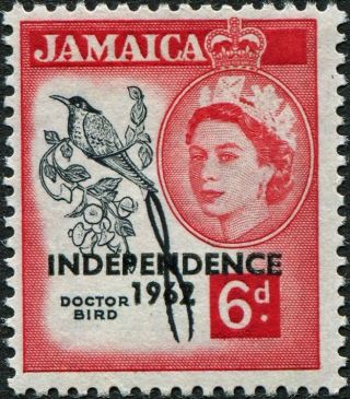 Jamaica 1962 - 3 6d Black And Deep Rose - Red Sg186 Cv £2.  75 F Mh Postage photo