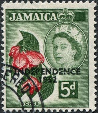 Jamaica 1962 - 3 5d Scarlet And Bronze - Green Sg185 Cv £0.  60 F Uh P&p photo