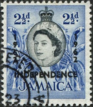 Jamaica 1962 - 3 2 1/2d Black And Deep Bright Blue Sg183 Cv £1.  00 F Uh photo