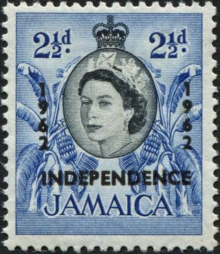 Jamaica 1962 - 3 2 1/2d Black And Deep Bright Blue Sg183 Cv £0.  15 F Mh photo