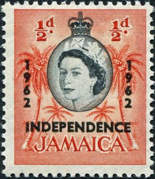Jamaica 1962 - 3 1/2d Black And Deep Orange - Red Sg181 Cv £0.  10 F Mh P&p photo