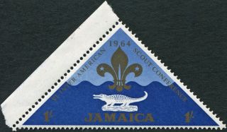 Jamaica 1964 1s Gold,  Deep Blue And Light Blue Sg235 Cv £0.  20 F Mh Freep&p photo