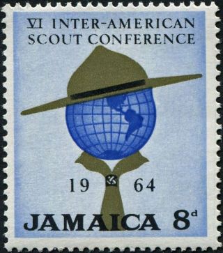 Jamaica 1964 8d Bright Blue,  Olive And Black Sg234 Cv £0.  15 Mh P&p photo