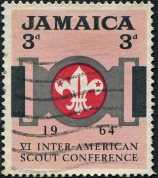 Jamaica 1964 3d Red,  Black And Pink Sg233 Cv £0.  10 F Uh Postage photo