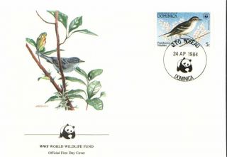 (72604) Fdc Wwf Dominica - Plumbeous Warbler - 1984 photo