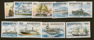 Barbados :1994 Ships Definitives 5c - $10 Without Imprint Sg 1029a - 1042a Unm. photo