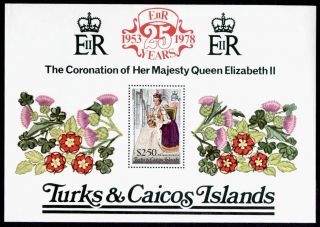 Turks & Caicos Islands 346 Coronation,  Queen Elizabeth,  Flowers photo