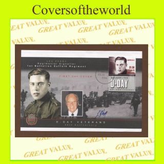 Antigua/barbudas 2004 D - Day Anniv. ,  Les Perry Survivor Signed First Day Cover photo