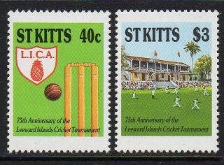 St.  Kitts Sg261/2 1988 75th Anniv Of Leeward Is.  Cricket Tournament photo