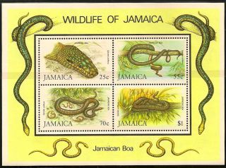 Jamaica:1984 Endangered Species Miniature Sheet Sg Ms611 Un photo