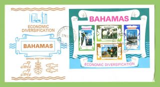 Bahamas 1975 Economic Diversification Miniature Sheet On Gr.  Ba.  First Day Cover photo