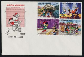 Antigua 1210 - 3 On Fdc Disney,  Dance,  Salute To France photo