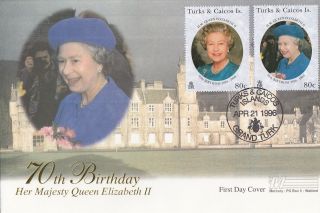 (17951) Turks Caicos Fdc - Queen 70th Birthday - 21 April 1996 Grand Turk photo