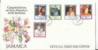 Jamaica 1986 - Fdc 60th Anniv Queen Elizabeth Ii photo