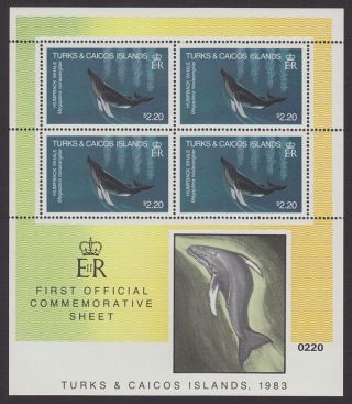 Turks And Caicos Islands - 1983 Whales $2.  20 Humpback Whale Sheetlet Um / photo