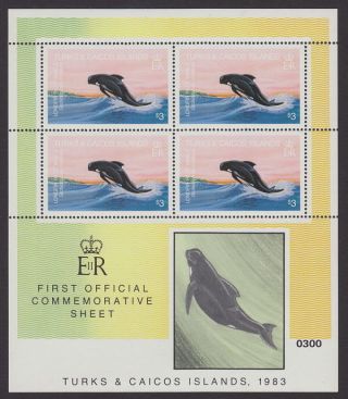 Turks And Caicos Islands - 1983 Whales $3 Pilot Whale Sheetlet Um / photo