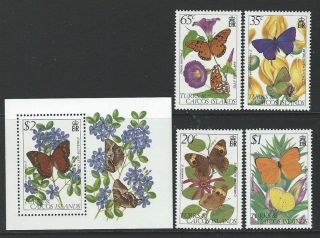 Turks And Caicos Islands 1982 Sc 507 - 511 Flowers Butterflies photo