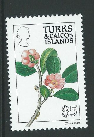 Turks & Caicos Is.  Sg999 1990 $5 Flowers photo