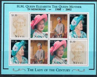 Nevis 2002 Queen Mother Commem.  Sheet Sg923ab photo