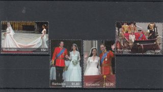 Barbados 2011 Royal Wedding Sg 1379 - 82 Royalty Kate Middleton Prince William photo