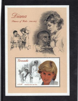 Grenada 1997 Diana Princess Of Wales Mini Sheet Sgms3503 Unmounted R:y647 photo