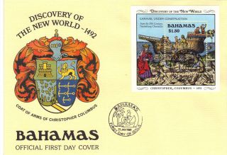 Bahamas 1989 Discovery Mini Sheet Sgms848 First Day Cover Ref:cw294 photo