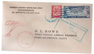 1928 Dominican Republic First Flight Cover To Haiti Lindberg Special photo