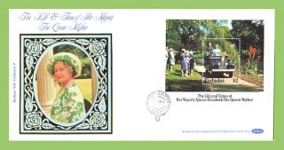 Barbados 1985 Life And Times Of The Queen Mother Mini Sheet Silk First Day Cover photo