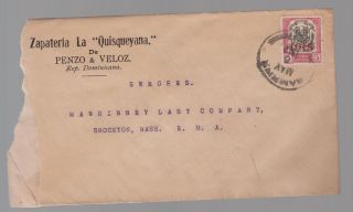 1917 Dominican Republic Commercial Cover To Usa Zapateria La Quisqueyana photo