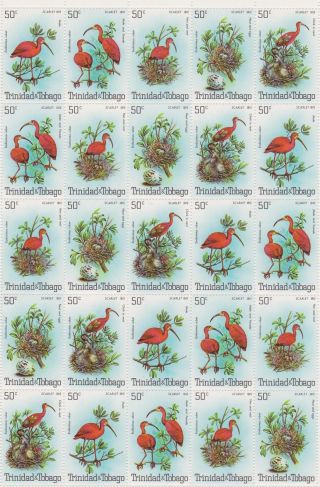Trinidad & Tobago 328 Birds: Scarlet Ibis Eudocimus Ruber 1980 Sheet (25) photo