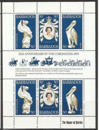 Barbados 1978 - 25th Anniv Coronation Queen Elizabeth Ii Mini Sheet photo