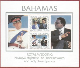 Bahamas 1981 Royal Wedding Souvenir Sheet - Scott 491a,  Sg Ms588 Nh photo