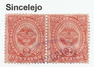 Colombia.  1883.  2c Red.  Sg: 107.  Pair 