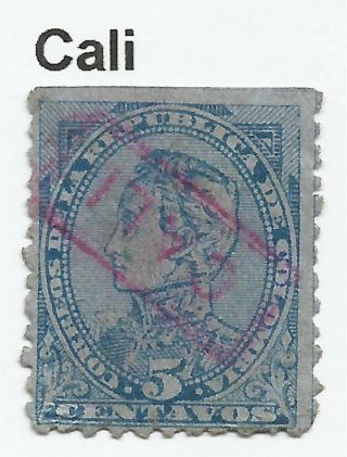 Colombia.  1886.  5c Blue On Blue.  Sg: 124.  Fine 