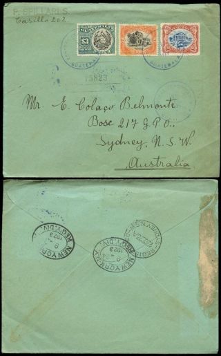 Guatemala To Australia Registered 1923 Multi Franking photo