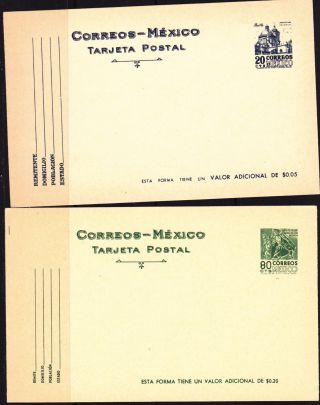 Mexico 1950 ' S 20 & 80c Ground Postal Cards Srchitecture Series Cv (ps200) photo
