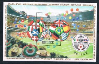 Belize 1986 World Cup Winners Ovpt Ms Sg 949 photo