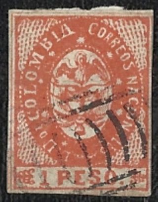 + Colombia South America Arms Spiro Brothers Forgery Of 1865 42b.  A9 1peso photo