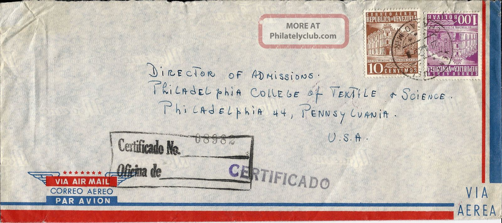 1963 Venezuela Registered Airmail Cover To Philadelphia Pa U.  S.  A. Latin America photo